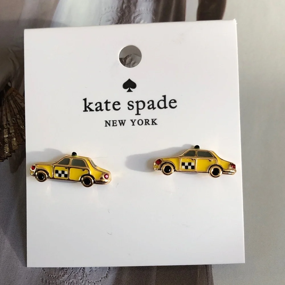 kate spade Yellow Taxi Cab Enamel Stud Earrings